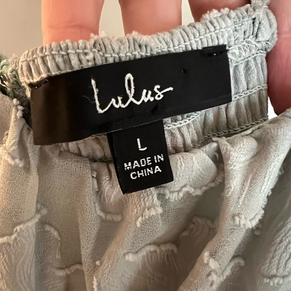 Lulus Sweet Sentiments Sage Green Jacquard Tiered Midi Dress size L - Picture 7 of 9